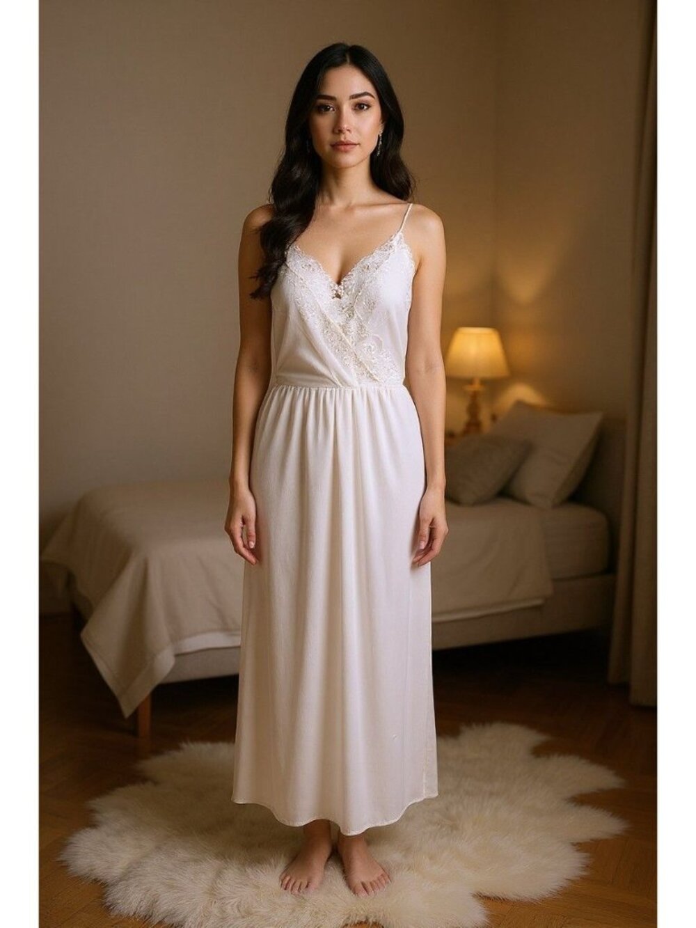 Vintage White Sheer Nylon Lace Trim Nightgown With Spaghetti Straps Women Medium - Picture 2 of 13